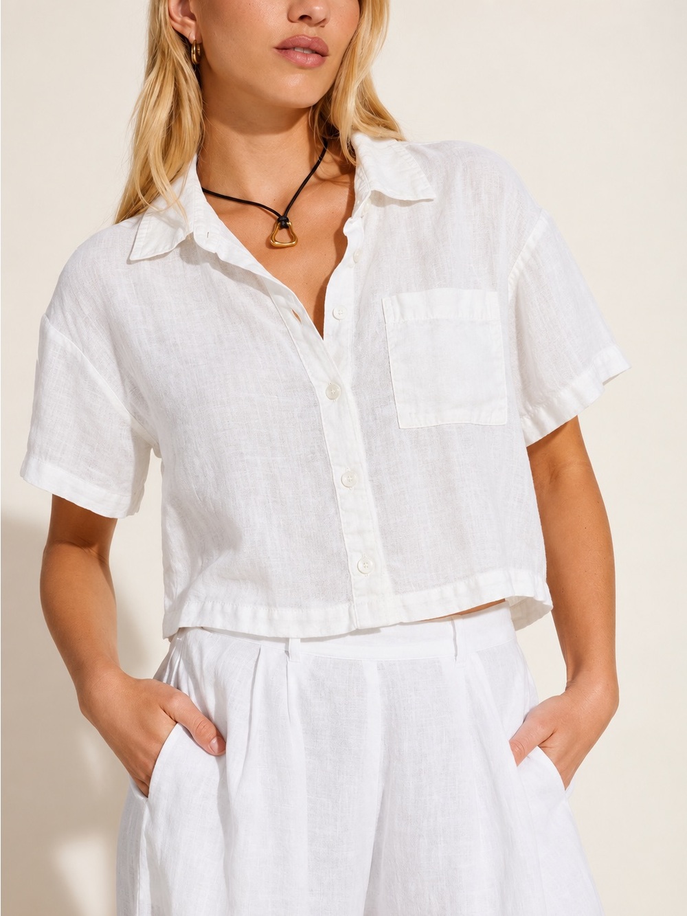 Michael Stars 100% linen collared shirt size M